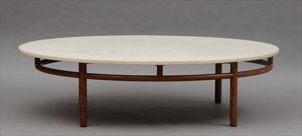 Appraisal: T H Robsjohn-Gibbings for Widdicomb Walnut and Marble Coffee Table