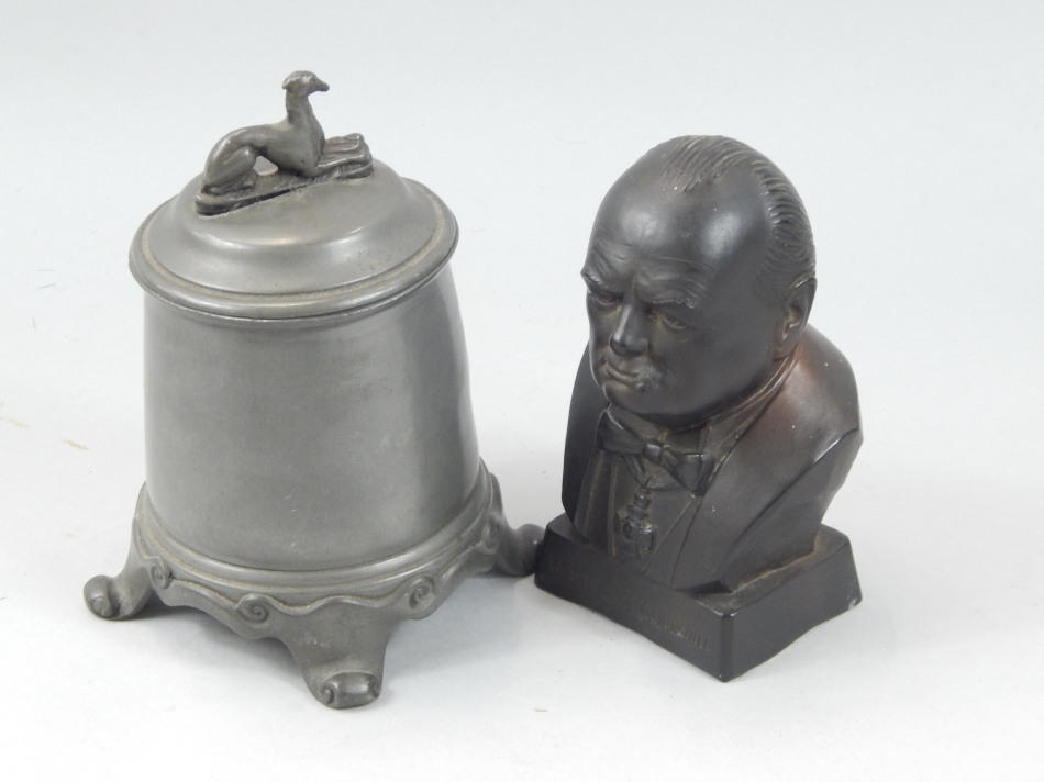 Appraisal: Two decorative items to include a pewter jar and cover