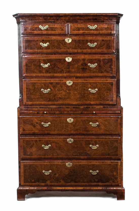 Appraisal: A George II Walnut Chest on Chest in two parts