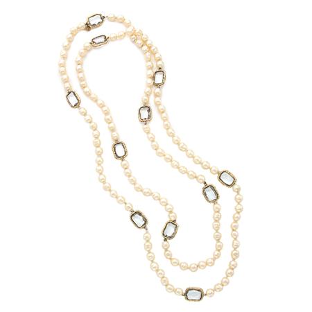 Appraisal: Chanel Smoke Crystal and Faux Baroque Pearl Sautoir Estimate -