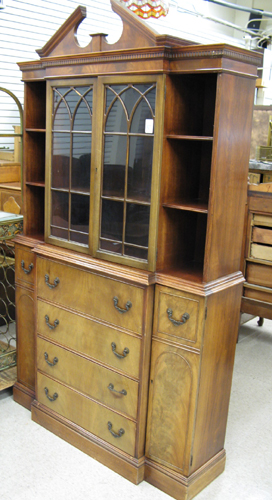 Appraisal: FEDERAL STYLE MAHOGANY BREAKFRONT SECRETARY BOOKCASE American mid th century