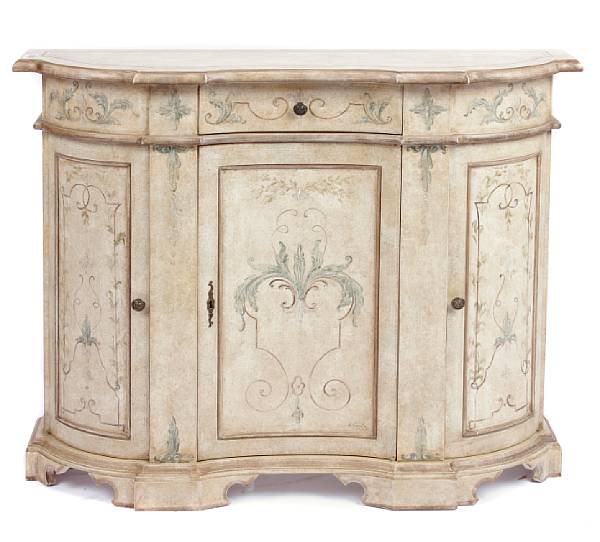 Appraisal: An Italian Baroque style paint decorated credenza height in width