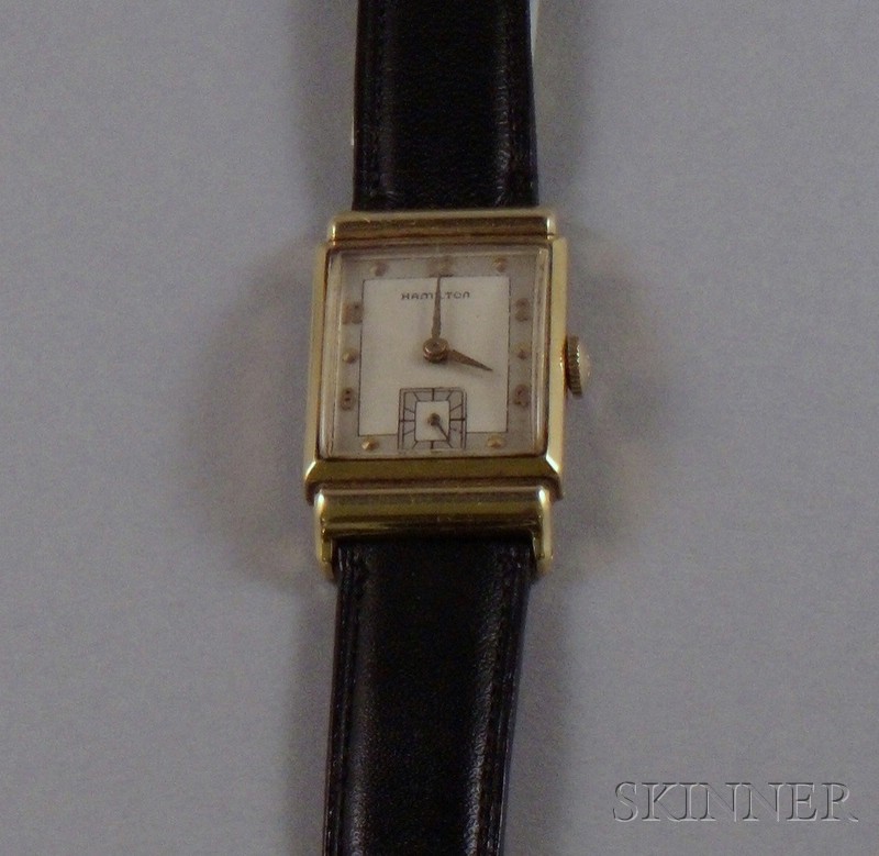 Appraisal: Man's Vintage kt Gold Hamilton -jewel Wristwatch