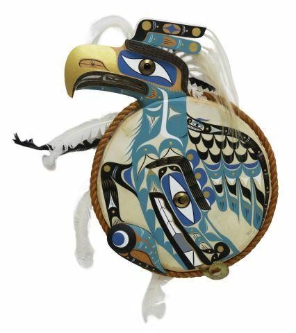 Appraisal: Native American Pacific Northwest drum Thunderbird Lightning Snake signed verso