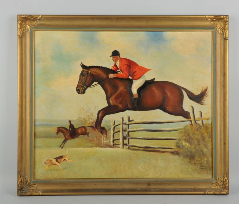 Appraisal: Oil Painting of Rider on Horse - Paul Hedburn This