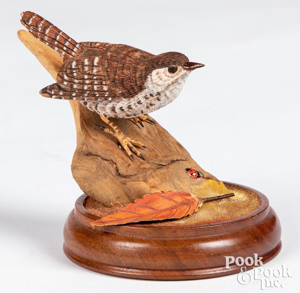 Appraisal: Bob Bonnie Allen carved painted house wren Bob and Bonnie