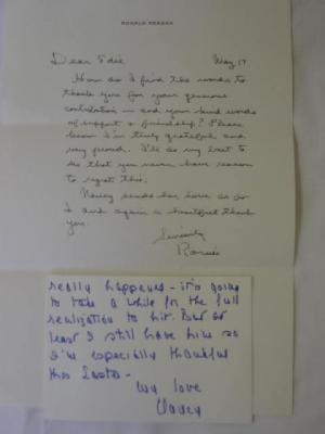 Appraisal: Ronald Reagan a hand written letter addressed to Edie Goetz