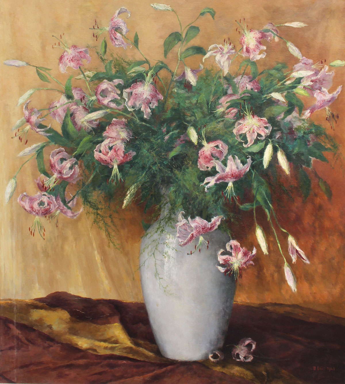 Appraisal: VANNUETEN Leon Belgian - Still Life of Rothschild Lilies in