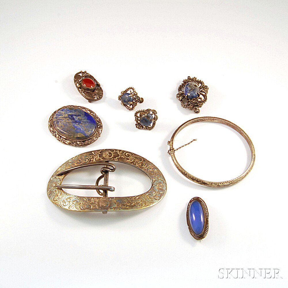 Appraisal: Small Group of Mostly Sterling Silver and Hardstone Jewelry including