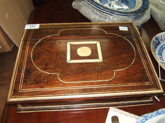 Appraisal: A Georgian walnut and bone inlaid writing box wide