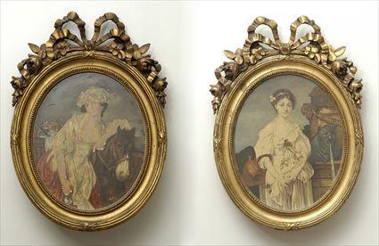 Appraisal: Two French Painted Porcelain Plaques after Jean-Baptiste Greuze Plaques x