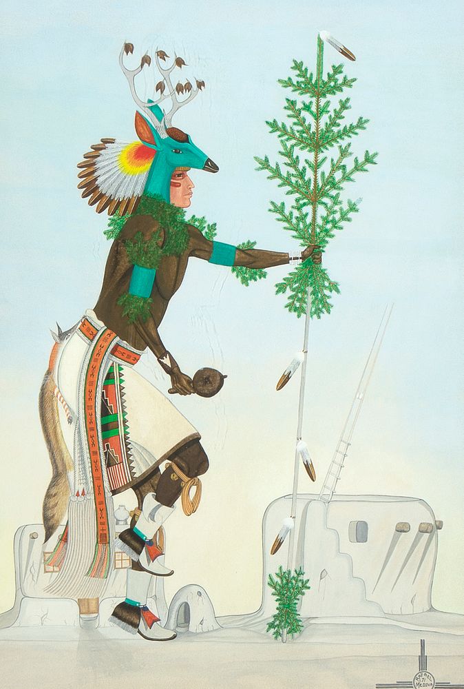 Appraisal: Raphael Medina Untitled Deer Dancer Raphael Medina Zia b Untitled