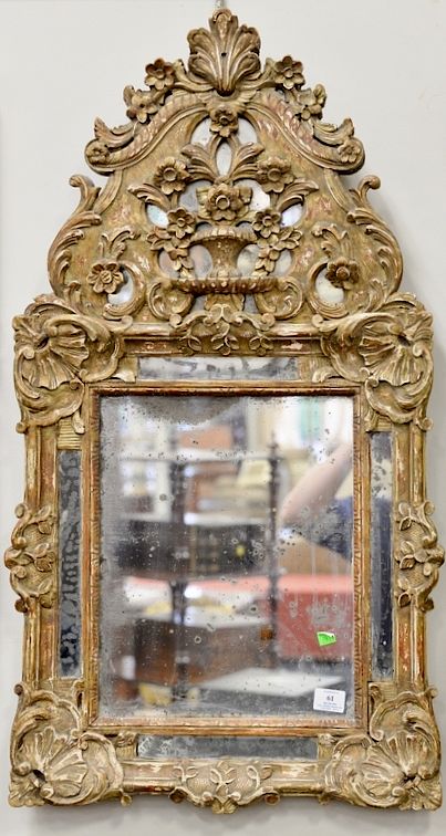 Appraisal: Rococo giltwood mirror sanded down for distressed look th th