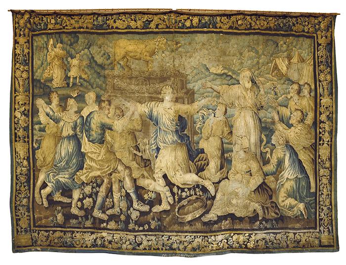 Appraisal: A LARGE AUBUSSON WOVEN ALLEGORICAL WALL TAPESTRY DEPICTING MOSES AND