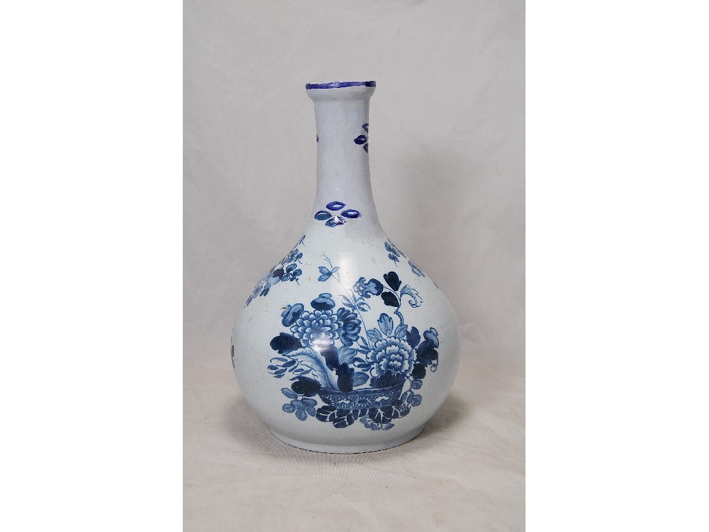 Appraisal: An th century English Delft onion-shaped bottle vase with blue