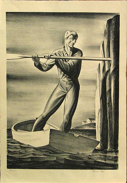 Appraisal: Rockwell Kent American - Boatman BJ Lithograph printed on Rives