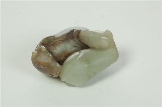 Appraisal: CARVING OF HORSES Asia early th century jade Pair of