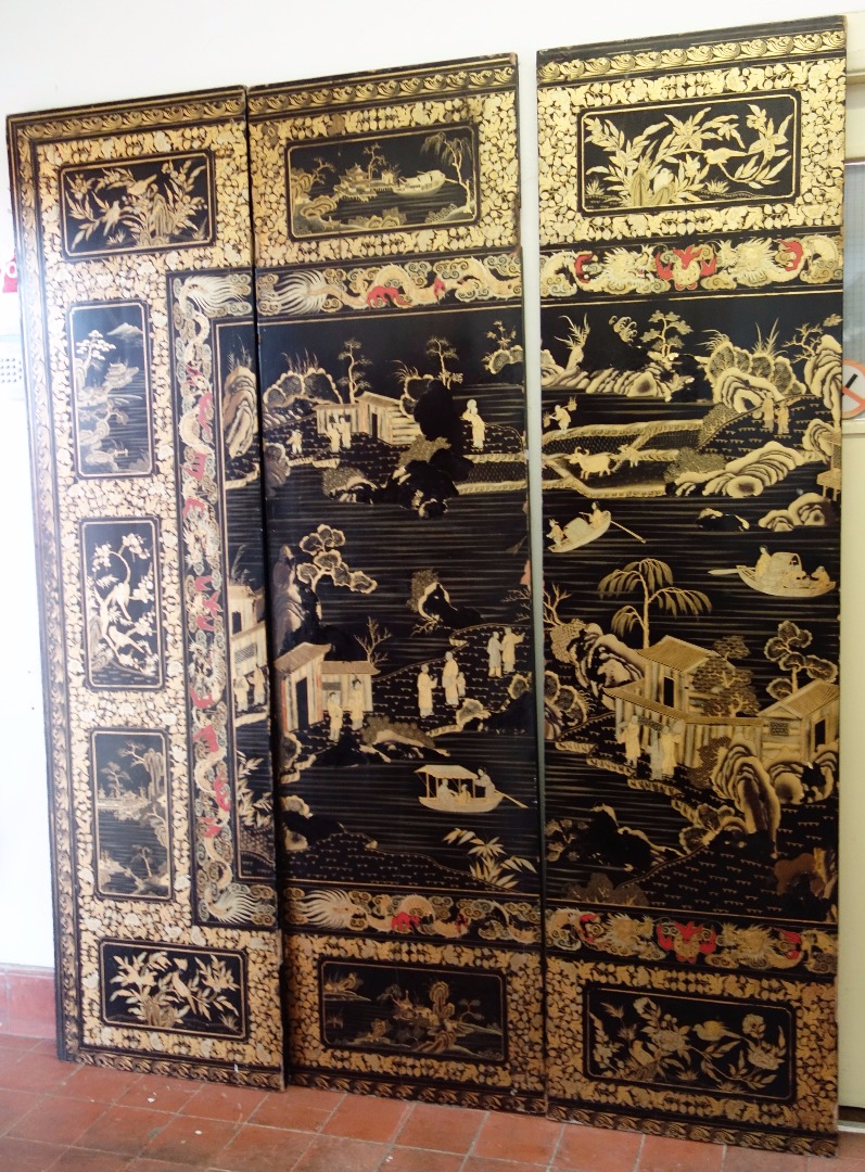 Appraisal: Three sections of a late th century Chinese black lacquer