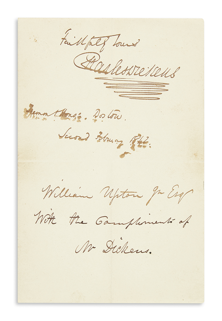 Appraisal: DATED DURING FIRST VISIT TO UNITED STATES DICKENS CHARLES Signature