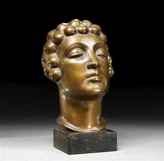 Appraisal: ANONYMOUS BUST circa Bronze with brown patina on marble plinth