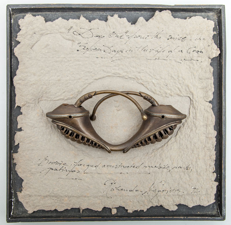 Appraisal: ROLANDO NEGOITA HAND-WROUGHT BRONZE BRACELET AND COMPANION TRAY in The