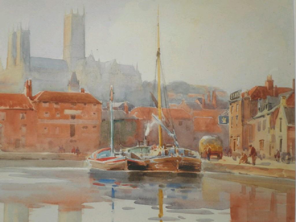 Appraisal: William Alister MacDonald - Lincoln from Brayford Pool watercolour signed