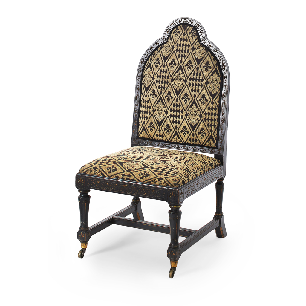 Appraisal: AESTHETIC MOVEMENT EBONISED AND GILT SIDE CHAIR CIRCA the arched