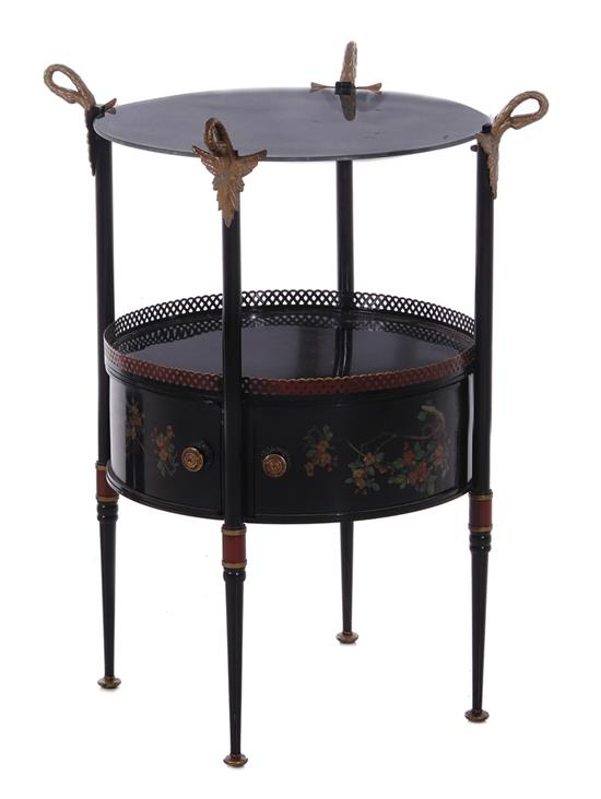 Appraisal: Napoleon III style tole-painted side table with mirror top H