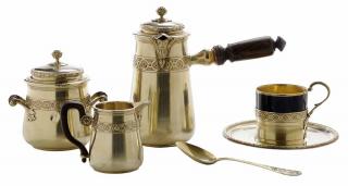 Appraisal: Six French Gilt Silver Tea Items Paris late th early