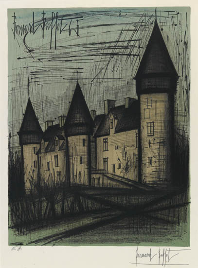 Appraisal: BERNARD BUFFET after Chateau de Culan Color lithograph x mm