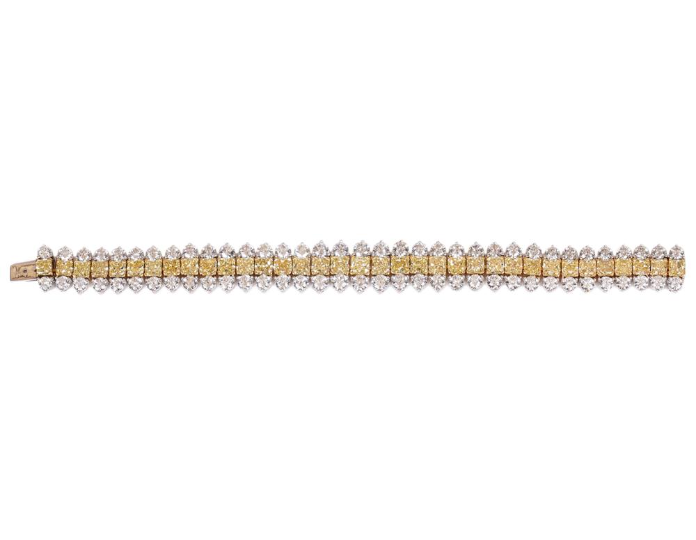 Appraisal: K WG YG YELLOW NATURAL DIAMOND BRACELET K white and