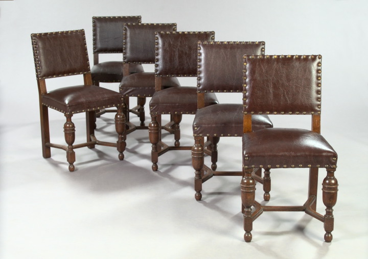 Appraisal: Suite of Six Jacobean Revival Oak Dining Chairs second quarter