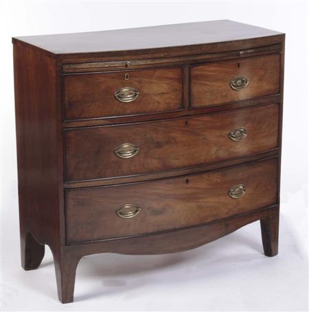 Appraisal: A Regency mahogany bowfront chest of drawers the rosewood crossbanded