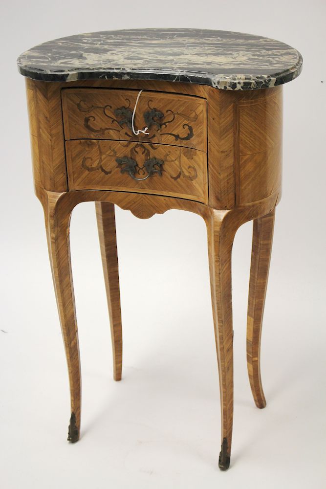 Appraisal: Louis XV Style Marquetry Tulipwood Bedside Table H x W