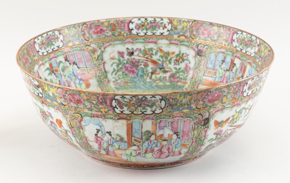 Appraisal: CHINESE EXPORT ROSE MANDARIN PORCELAIN PUNCH BOWL CIRCA DIAMETER CHINESE