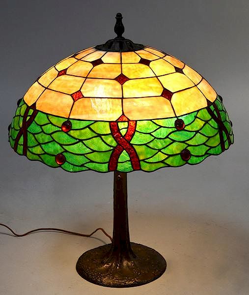 Appraisal: Large American leaded table lamp Large American leaded table lamp