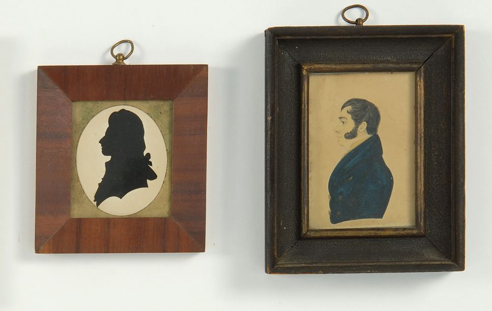 Appraisal: TWO FRAMED PORTRAITS American th CenturyFramed watercolor depicting a half-length