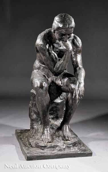 Appraisal: A Large Patinated Bronze Figure of The Thinker after the