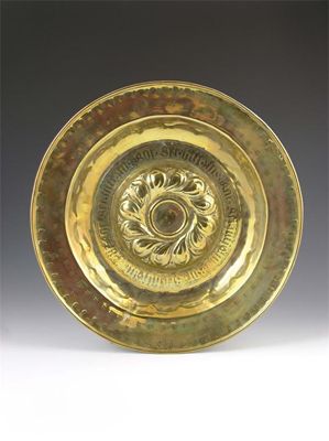 Appraisal: A th century brass Nuremberg alms dish with a central