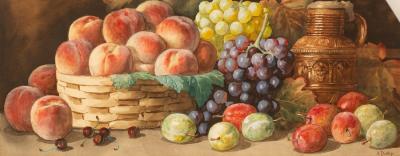 Appraisal: Arthur Dudley - Still Life with basket of peaches grapes