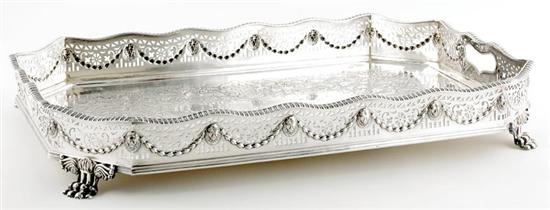 Appraisal: Neoclassical style silverplate serving tray scalloped pierced gallery rim with