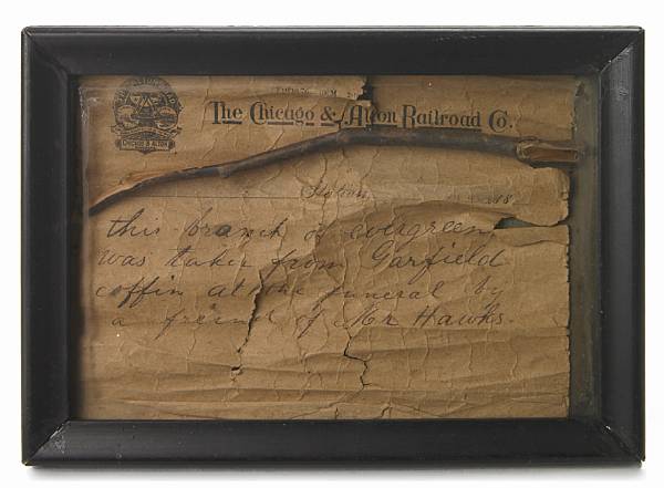 Appraisal: GARFIELD FUNERAL Wood fragment inches with note on Chicago amp