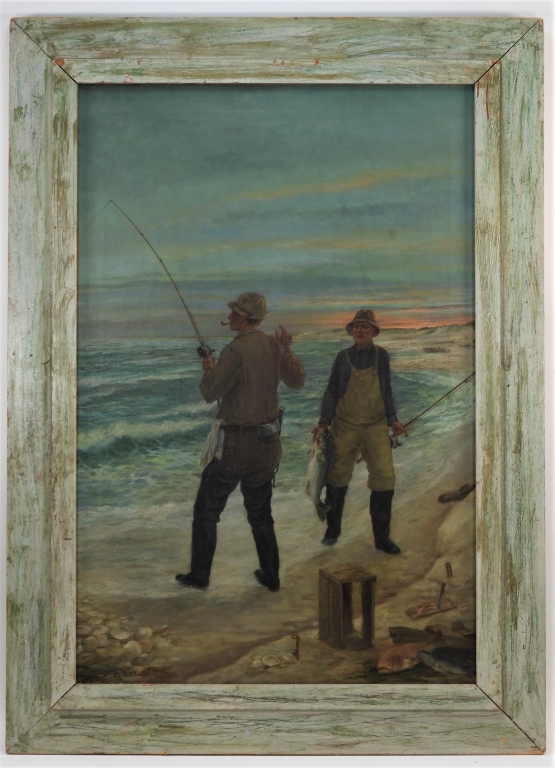 Appraisal: ARTHUR BURDETT FROST FISHERMEN PAINTING Pennsylvania California - Depicts two