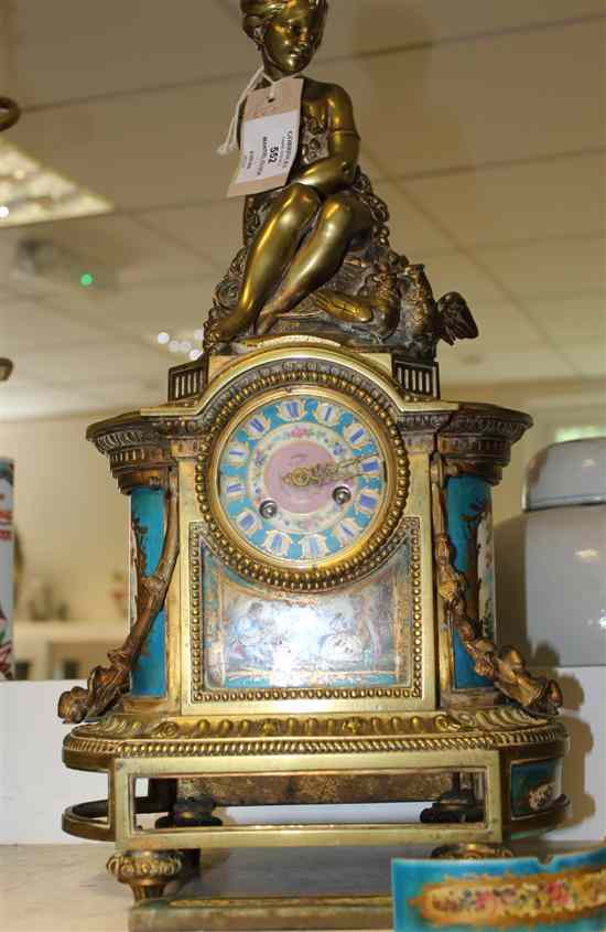 Appraisal: A th century French ormolu and Sevres style porcelain mantel