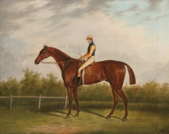 Appraisal: ENGLISH SCHOOL th century PORTRAIT OF A BAY WITH JOCKEY