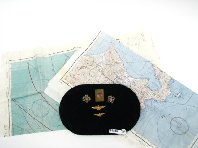 Appraisal: Group of WWII military collectibles including AAF cloth charts of