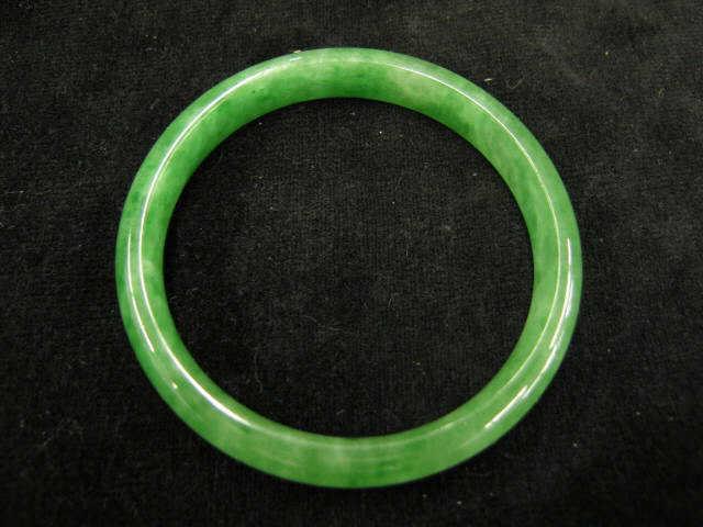 Appraisal: Jade Bangle Bracelet mottled green mm wide opening