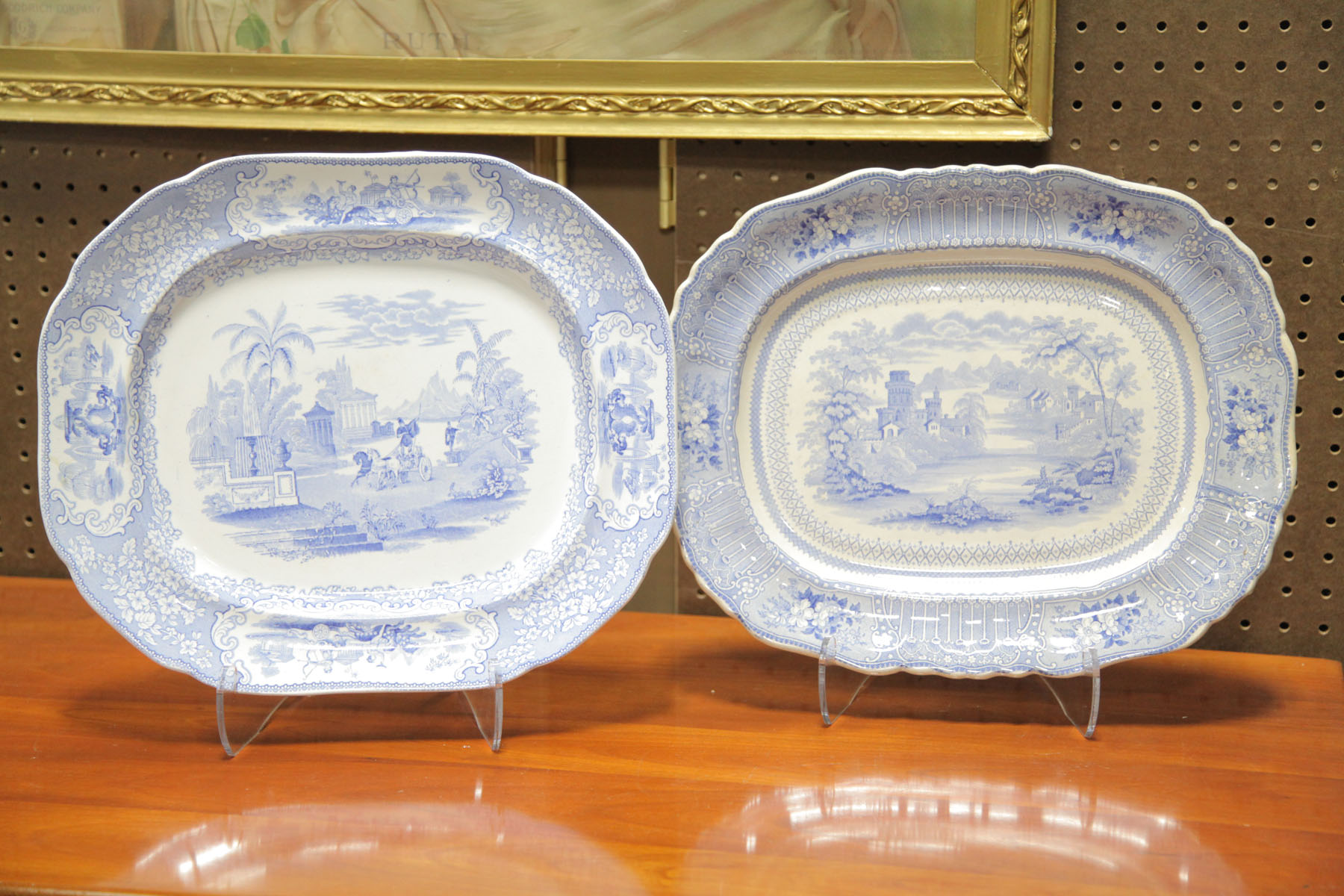 Appraisal: TWO TRANSFERWARE SERVING PLATTERS European late th century Blue and