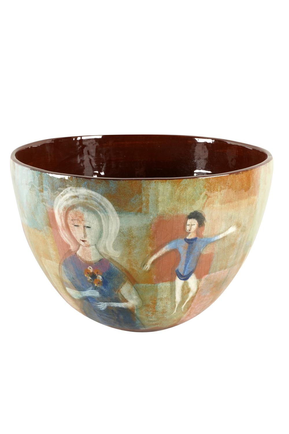 Appraisal: POLIA PILLIN LARGE GLAZED CERAMIC BOWLsigned to underside with polychrome