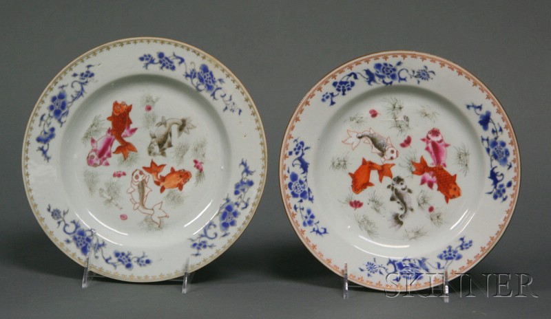 Appraisal: Pair of Porcelain Plates China th century famille rose and